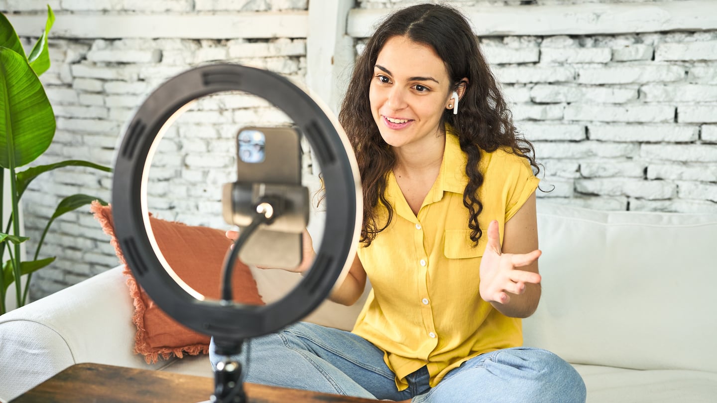 Content creator with a ring light.